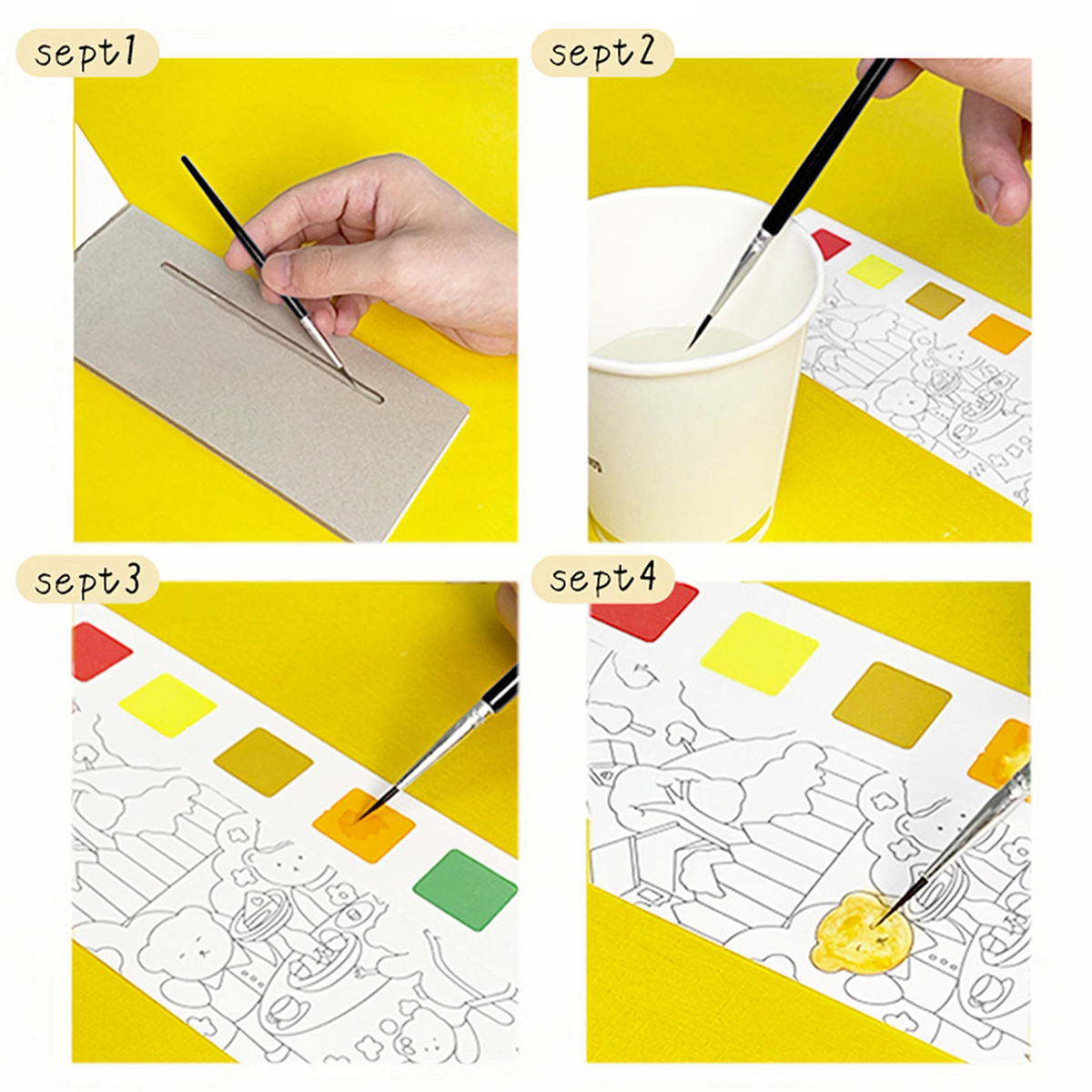 Pocket Watercolor Painting Book with Brush 20 Pages 6 Colors Creative  Watercolor Coloring Book Cute Doodle Coloring Book Preschool Watercolor  Drawing Book for Bookmark Kids Beginners Creativity 