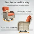 thumbnail image 4 of Ovios 3 Pieces Patio Furniture Set 2 Swivel Rocking Chairs Wicker Glider Chairs with Side Table for Backyard or Balcony, 4 of 8