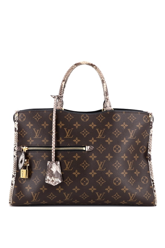 Pre-Owned Popincourt NM Handbag Monogram Canvas with Python MM By Rebag