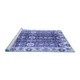 thumbnail image 2 of Ahgly Company Machine Washable Indoor Round Abstract Blue Modern Area Rugs, 3' Round, 2 of 4