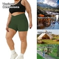 thumbnail image 3 of Plus Size Yoga Shorts with Pockets Womens 1X-5X Crossover High Waist Stretch Soft Workout Short Leggings (XL, Army Green), 3 of 8