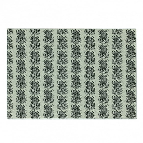 Tropical Cutting Board, Pineapples Summer Vibe Hipster Fresh Gourmet Juicy Health Organic, Decorative Tempered Glass Cutting and Serving Board, in 3 Sizes, by Ambesonne