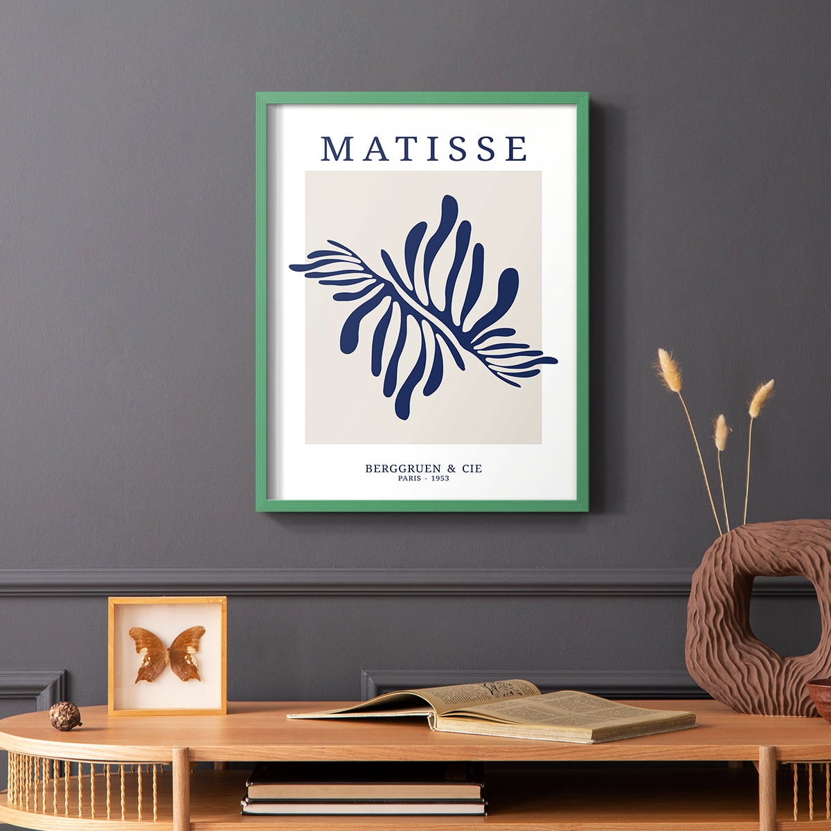 Matisse CDXI in Green Solid Wood Framed Print No Nail Hanging