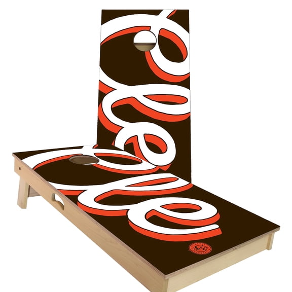 Skip's Garage | Clevelend Brown and Orange Cornhole Board Set | Includes Boards & Bags | Choose Your Size & Accessories