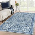 thumbnail image 6 of Living Room Rug, Vintage Shaggy Soft Laundry Rug, Non Slip Kitchen Area Mat, Washable Farmhouse Bedroom Area Carpet for Bathroom, Kitchen and Kidsroom (3'x5', Blue), 6 of 8