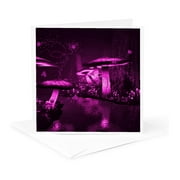 3dRose, Magical fairy tale world with purple glowing mushrooms, 1 Greeting Card with envelope