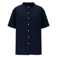 thumbnail image 3 of GrmtClth Men's Henley Cotton Linen Shirts Short Sleeve Casual Shirts Button Down Shirts Trendy Summer Beach Vacation Tops Navy XL, 3 of 6