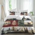 thumbnail image 2 of Forest Reindeer Bedding 3 Piece Duvet Cover Set Queen Size, Country Rustic Green Red Patchwork Soft Microfiber Comforter Cover with Zipper Closure & Pillowcases, Wrinkle & FadeResistant Quilt Cover, 2 of 9