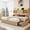 Natural, variant on Breltam Heliora Queen Bed Frame with Storage Headboard, Faux Rattan Design, Built-in Charging Station, LED Lights, and 4 Drawers
