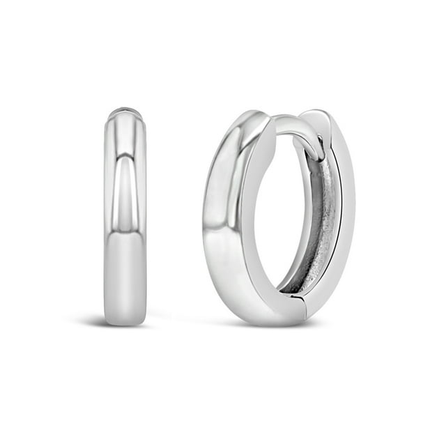 925 Sterling Silver Classic Small Plain Huggie Hoop Earrings For Girls 10mm