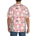 thumbnail image 3 of Yiaed Cute Pink Snowman Cat Print Mens Casual Wrinkle Free Shirts Short Sleeve Button Down Summer Stretch Dress Shirt-X-Large, 3 of 5