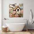thumbnail image 6 of Wall Art Prints, Retro Birdhouse Framed Canvas Prints for Bedroom Living Room Bathroom Office, Pink Spring Floral Birds Vintage Gallery Wrap Wall Art Poster for Gifts Home Decor 12"x12", 6 of 9