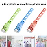 Cheers Portable Indoor Balcony 5 Hole Clothes Hanging Drying Rack Window Frame Hanger