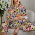 thumbnail image 6 of Yiaed Beach Life Print Pajamas Women's Long Sleeve Sleepwear Soft Button Down Loungewear Pjs Lounge Set Nightwear Womens Pajama Pants-Large, 6 of 7