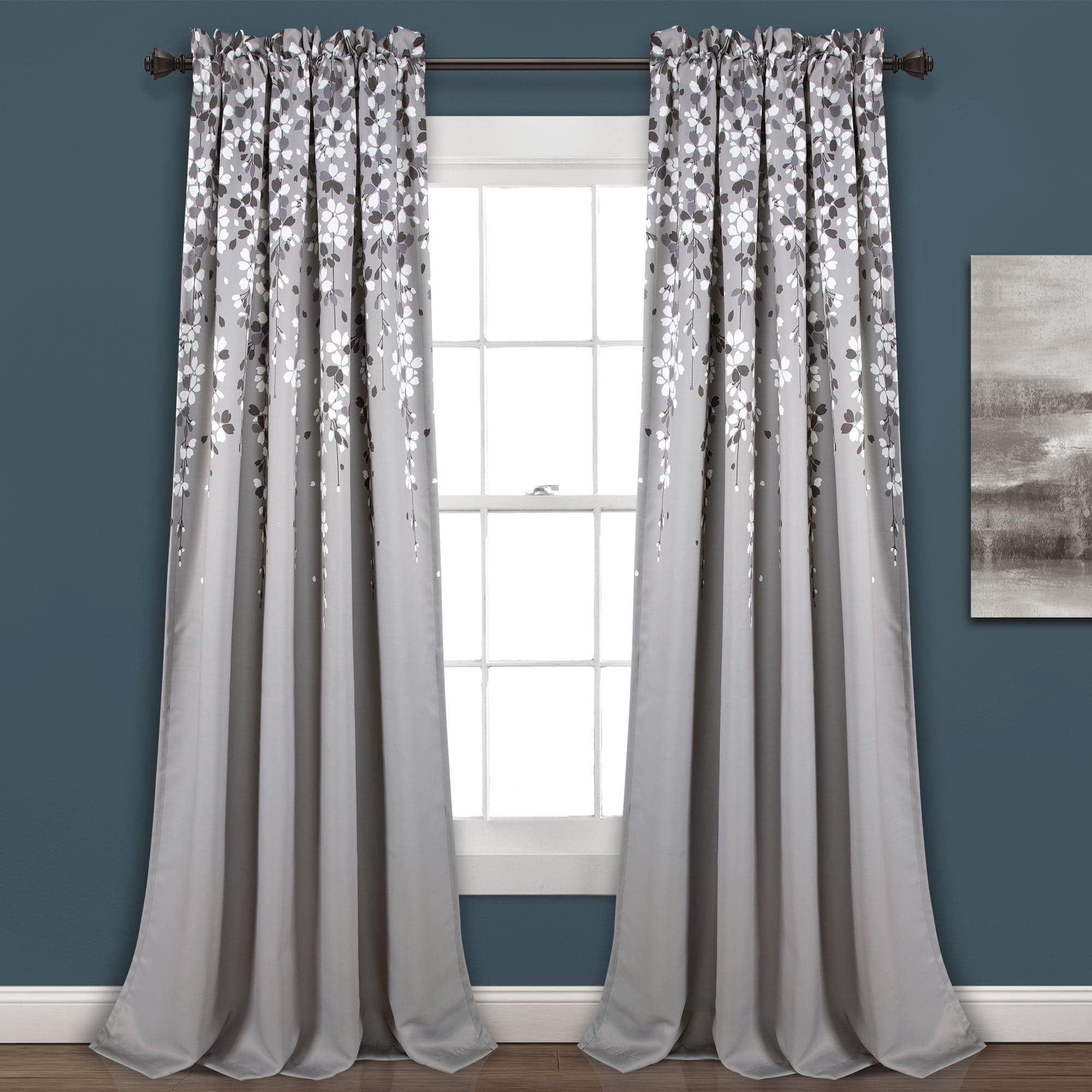Half Moon Weeping Flowers 2 Piece Curtain Panel Set