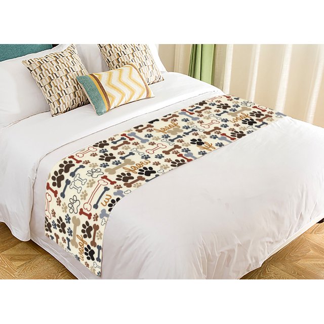Corredor de cama ABPHQTO Patas y huesos de perro 50x240 cm Algodón Lino