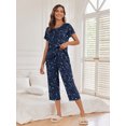 thumbnail image 3 of Avidlove Capri Pajamas Set for Women Short Sleeve Tops and Pants Set with Pocket Soft Matching Pjs Lounge Sets S-2XL, 3 of 5