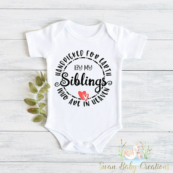 Handpicked For Earth By My Siblings In Heaven Baby Announcement , Rainbow Baby Pregnancy Reveal, Ivf Baby, Baby After A Loss Cute Baby Onesie, BABY BODYSUIT LAT 4424