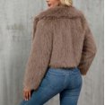 thumbnail image 5 of Women's Faux Fur Cropped Jacket Long Sleeve Open Front Lapel Winter Jacket Shaggy Warm Short Outerwear Fall Clothes, 5 of 7