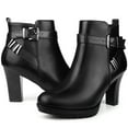 thumbnail image 2 of Unique Bargains Platform Block Heel Boots Buckle Ankle Boots for Women Black 9, 2 of 7