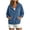 Navy, variant on Womens Hoodies Pullover Vertical Rib Waffle Knit Henley Snap Button Hooded Sweatshirt with Drawstring Hood Kangaroo Pocket Loose Fit Long Sleeve Casual Layering Tops,L