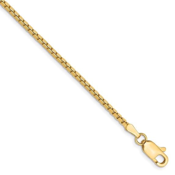 Real 14kt Yellow Gold 1.9mm Box Chain Chain Bracelet; 7 inch; Lobster Clasp; for Adults and Teens; for Women and Men