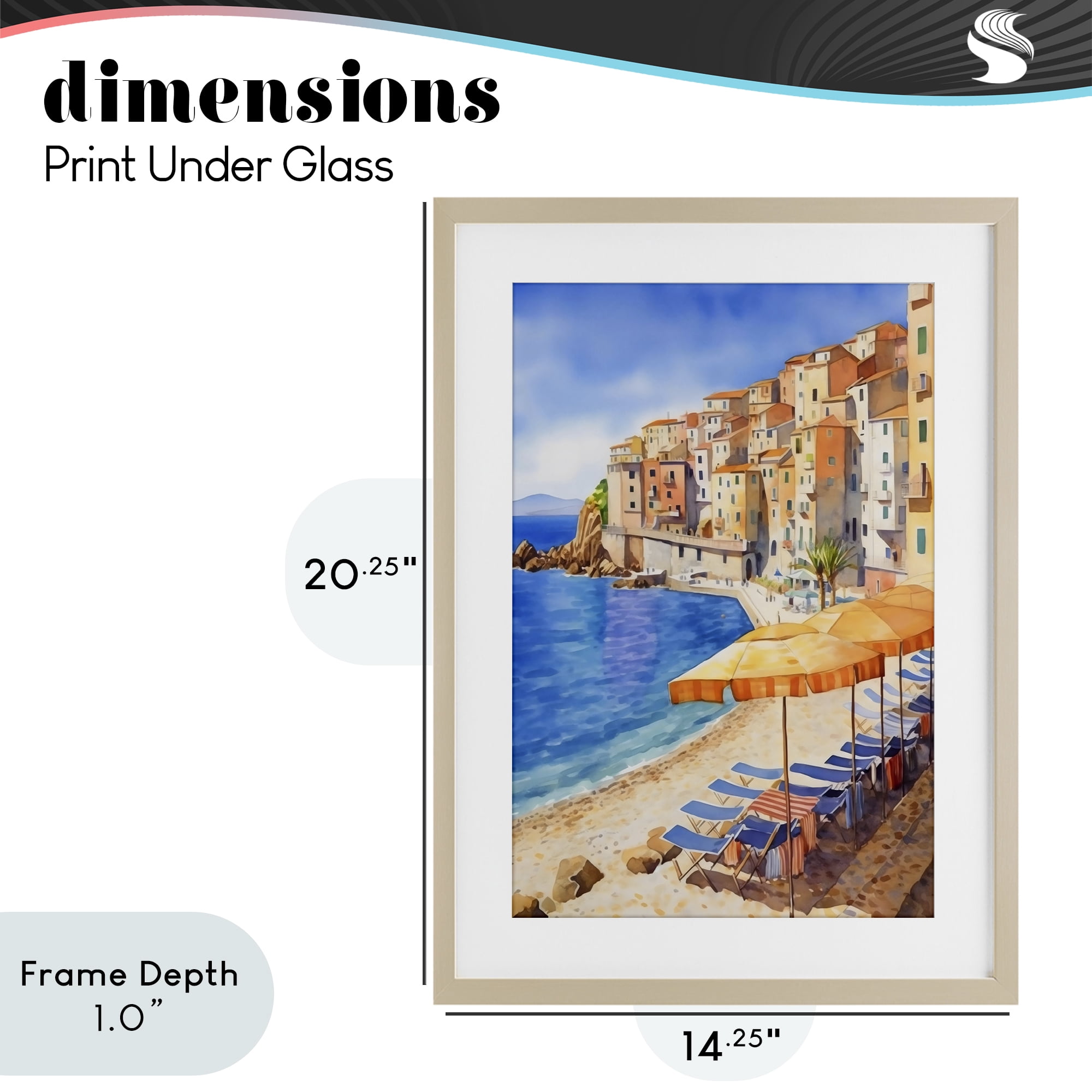 Stupell Industries Beach Lounging on Mediterranean Shore Birch Framed Print Under Glass, design by Creative Studio