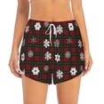 thumbnail image 4 of Lsque Plaid Snowflakes Festive Printed Women's Running Shorts with Liner Pockets,Elastic Quick Dry Workout Athletic Gym Yoga Shorts,Womens High Waist Shorts-Medium, 4 of 9