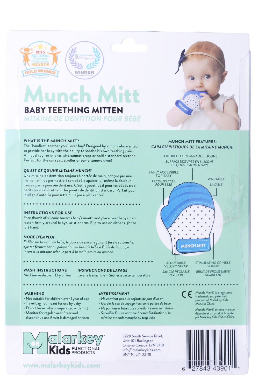 Munch Mitt® Mitaine De Dentition Pour Bebe Mitaine à croquer