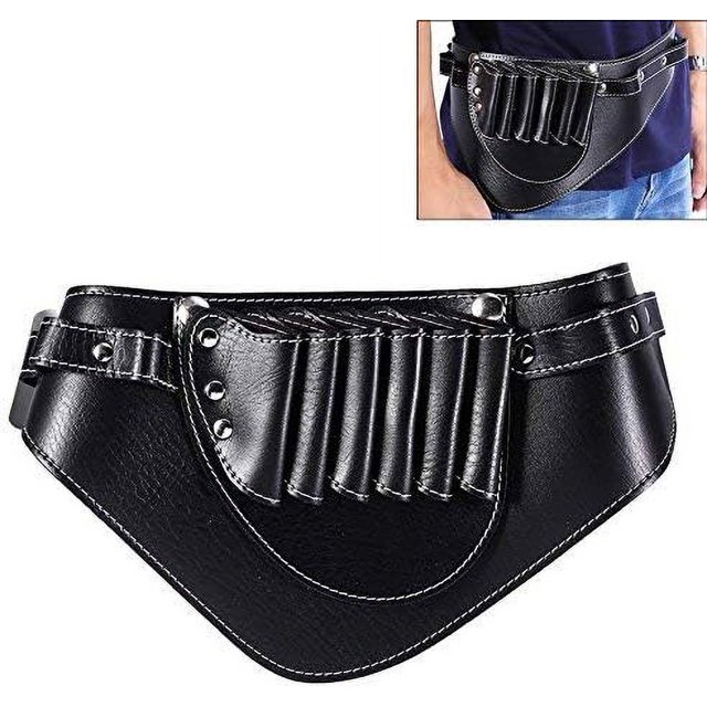 Funda (43*18cm) con bolsa de peluquería de cuero PU funda cartuchera con cinturón de hombro bolsa de tijeras de cuero para peluqueros