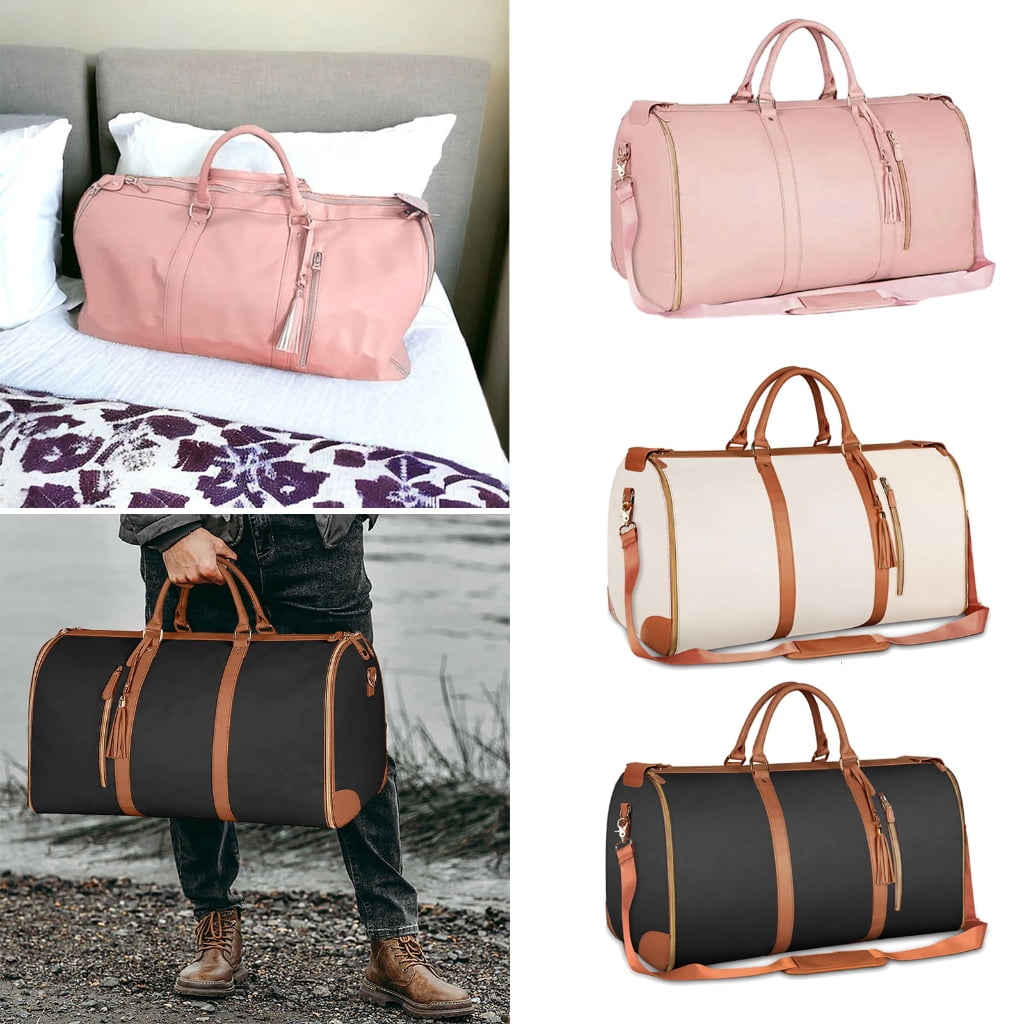 Osdhezcn Garment Bag with Shoulder Strap PU Folding Suit Bag for Man Women Travel Bag