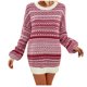 thumbnail image 1 of Sudadera de Mujer Vestido de Manga larga con cuello en V Gibobby Navidad a rayas Bloque de color Rojo XL, 1 of 5