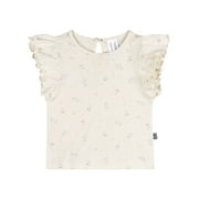 by Gerber Baby Girl Organic Ruffle Sleeve Top, Sizes 0/3 Months - 24 Months