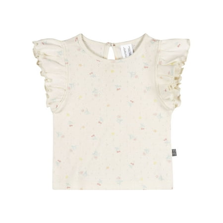 Modern Moments by Gerber Baby Girl Organic Flutter Sleeve Top, Sizes 0/3 Months - 24 Months