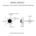 thumbnail image 4 of Rosec Jewels 1/2 CT Round Shape Black Diamond Floral Stud Earrings with Diamond for Women, 925 Sterling Silver, 4 of 7