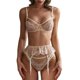 thumbnail image 1 of Gibobby Conjunto de lencería Sexy para Mujer Ropa Interior de Encaje Interior con Cuello V Ropa de Dormir(Caqui, CH), 1 of 5