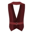 thumbnail image 2 of Alvivi Kids Boys Formal Suit Vest Lapel V Neck Tank Top Pointed Hem Wedding Birthday Party Waistcoat Burgundy 12, 2 of 5