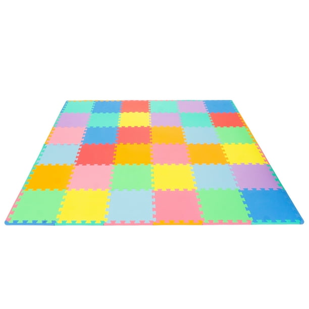 ProSource Kids Solid Colors Foam Puzzle Floor Play Mat, 36 or 16 tiles
