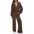 thumbnail image 1 of Womens 2 Piece Sweatsuits Loungewear Sets Quarter Zip Pullover Sweatshirts with Wide Leg Sweatpants, 1 of 5
