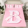 thumbnail image 2 of Erosebridal Monogrammed B Bed Sheets Set Twin Size, Initial Letter Bed Sheets Twin, Pink Bow Reversible Sheet Set Twin, Super Cozy Bedroom Decor, 3 Pieces, 2 of 7