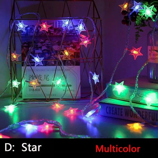 Guirnalda de luces LED con forma de estrella de copo de nieve para Navidad, guirnalda de hadas con batería y USB, decoración de Halloween de árbol al aire libre, vacaciones de Año Nuevo, 3-50M