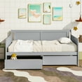 thumbnail image 3 of Harper & Bright Designs Twin Size Daybed with Two Storage Drawers, Wood Platform Bed with Storage for Bedroom, Grey, 3 of 10