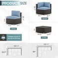 thumbnail image 3 of SOLAURA 7-Piece Outdoor Patio Furniture Set Wicker Rattan Sectional Sofa Patio Conversation Sets, Haze Blue, 3 of 8