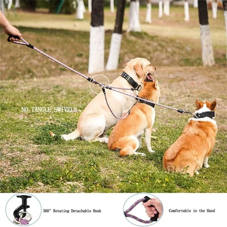 Multi Dog Leash For 3 Dogs Tangle Free Double Dog Leash Main Lead Rope ...