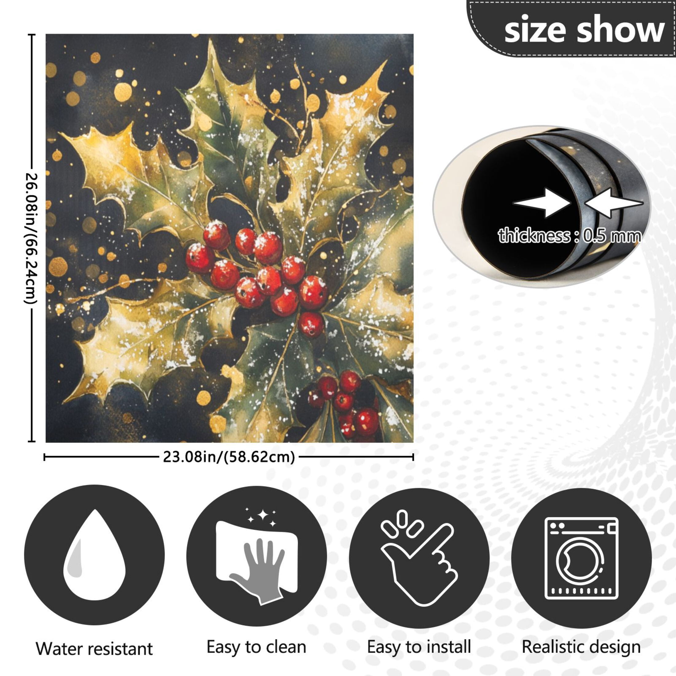 Dishwasher Magnetic Sticker 23x26 Inch Refrigerator Magnetic Sticker Washing Machine Magnetic Sticker Kitchen Panel Magnetic Sticker Home Decor Pretty Holly and Mistletoe