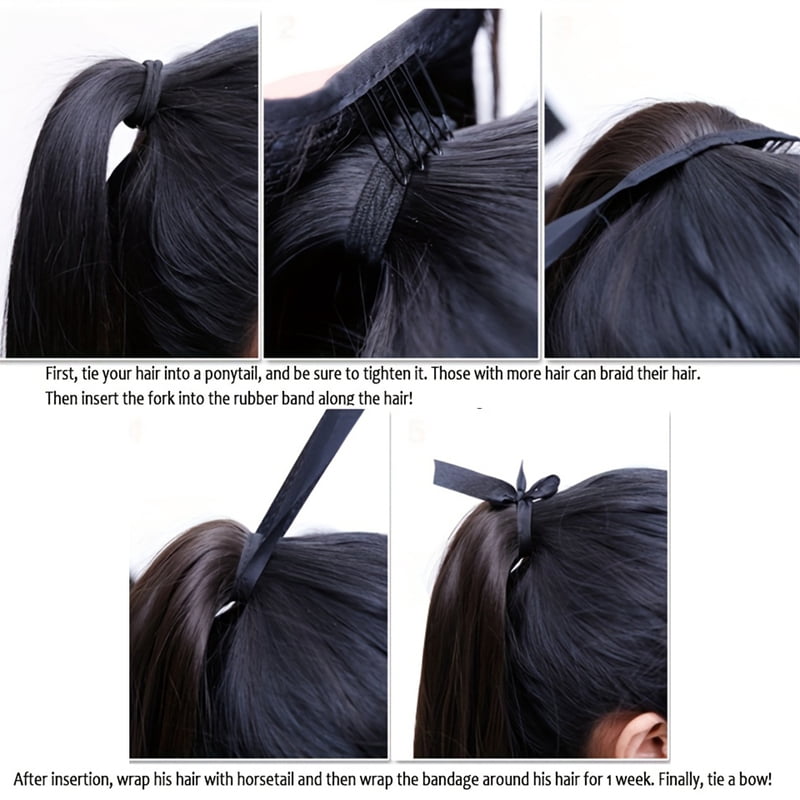 Elegant Women's Straight Hair Ponytail Extensions Long Stylish Synthetic Hair for Daily Use Easy Drawstring Attachment