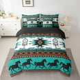 thumbnail image 2 of jejeloiu Boho Bohemian Print Bedding Comforter Set 7 Pieces,Western Cowboys Horse Full Bedding Set,Ancient Dreamcatcher Fitted Sheet Flat Sheet For Boys Kids,Lightweight Bedroom Decorative Reversible, 2 of 8