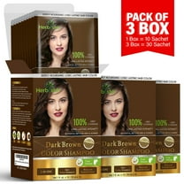 Herbishh Hair Color Shampoo for Grey Hair – Hair Dye Shampoo with Bio-Active Ingredients – Long Lasting Color – Travel-Friendly Pack (30 x 30ml Sachets) Dark Brown