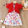 thumbnail image 2 of PatPat 2pcs Toddler Girl Dresses Set Girls Clothing Set Allover Butterfly Print Tank Dress and Ruffled Cardigan Set,Clearance, 2 of 8