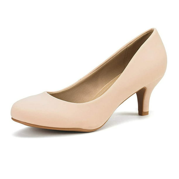 Dream Pairs Women Bridal Slip On Shoes Party Dress Low Heel Pumps Shoes Luvly Nude/Nubuck Size 5.5 -